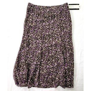 Jones Wear Petite Skirt Sz 4P Purple Brown White Marseille Sheer SRP $58 NEW NWT